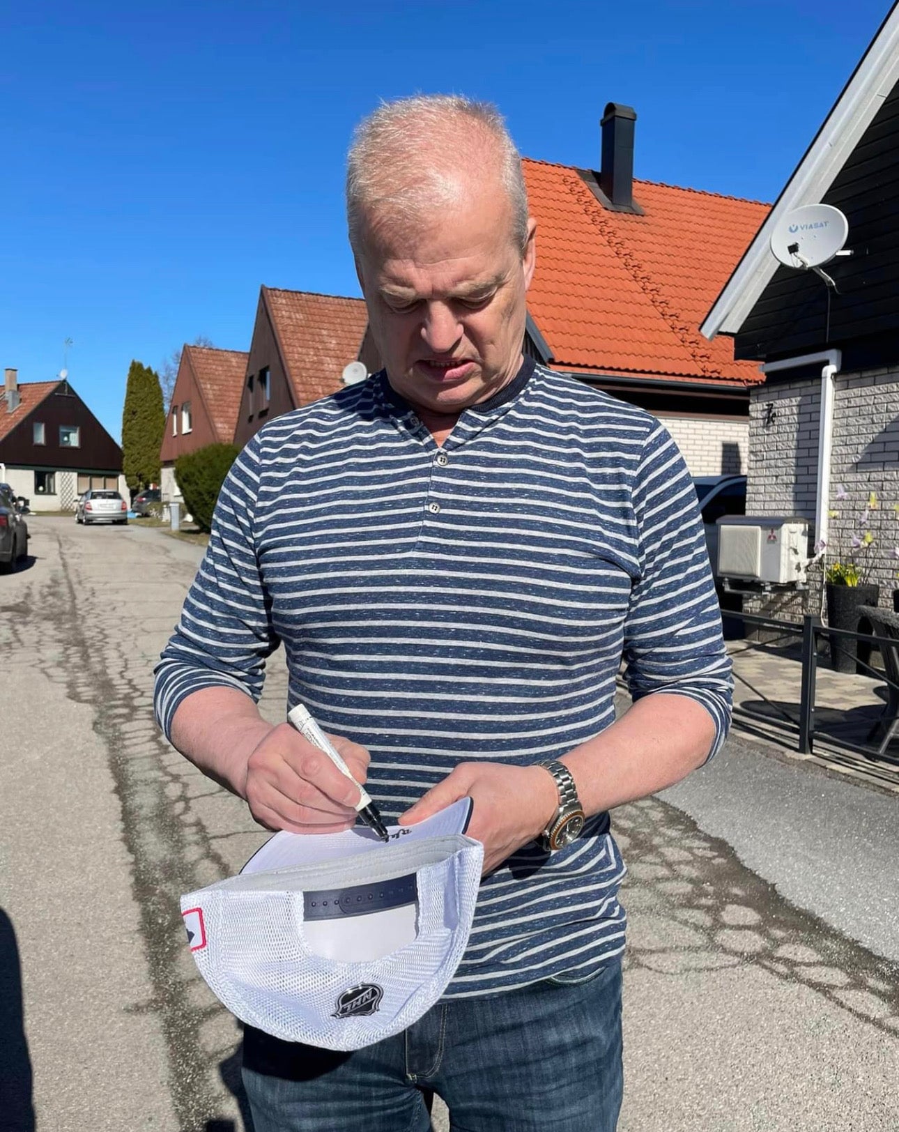 Washington Capitals Keps signerad av Bengt-Åke Gustafsson - Röd/ Vit